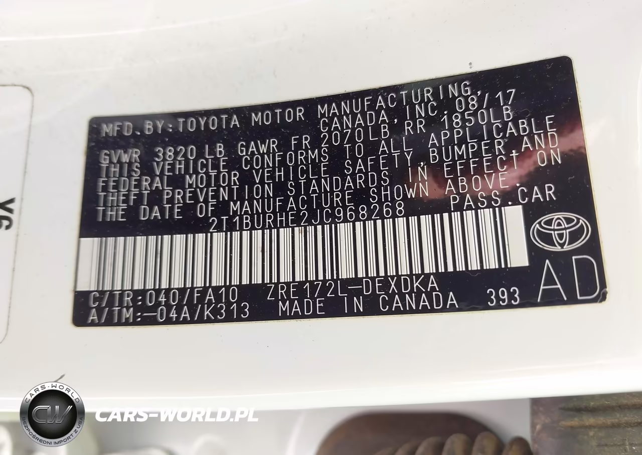 2018 Toyota Corolla L VIN:2T1BURHE2JC968268 - 9