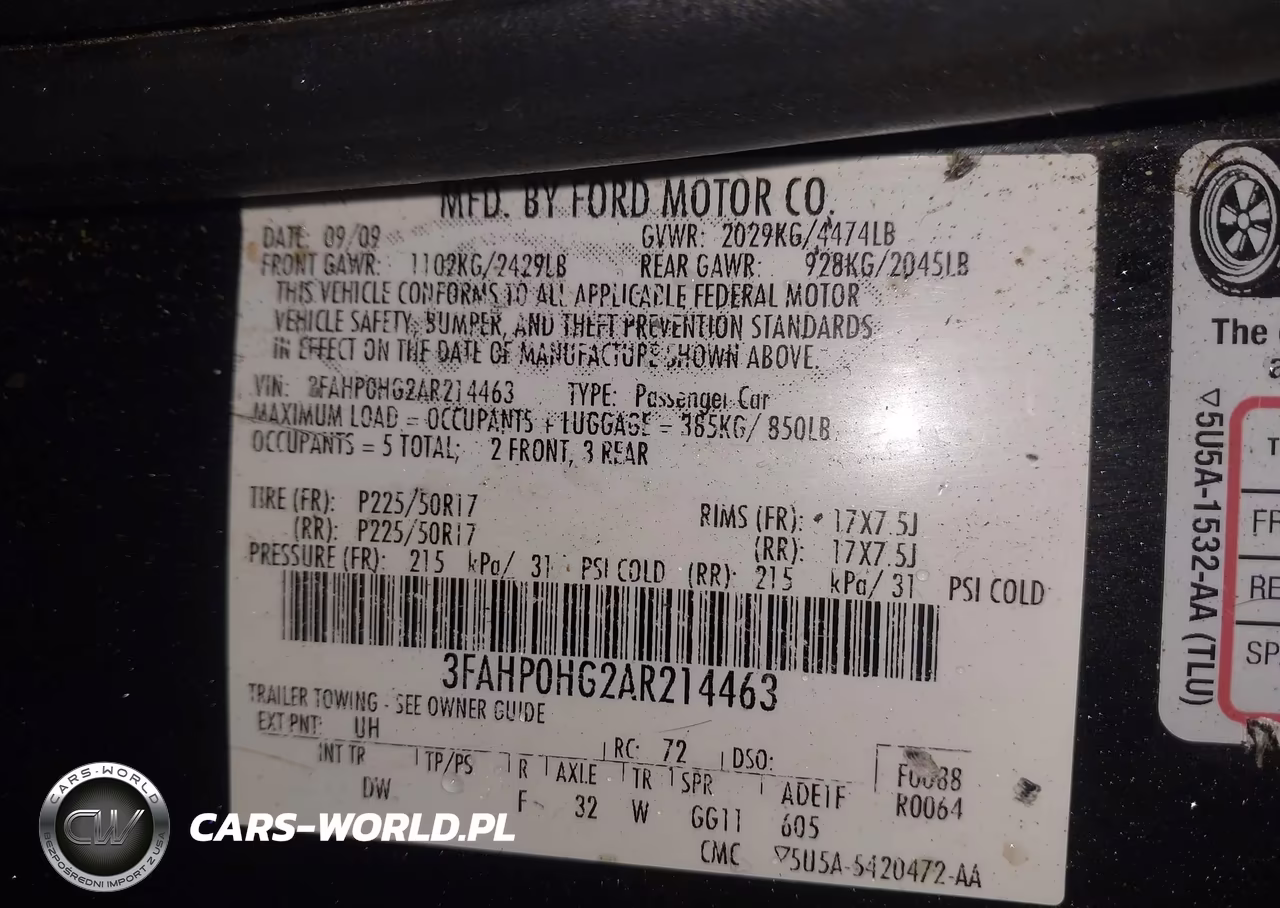2010 Ford Fusion Se VIN:3FAHP0HG2AR214463 - 9