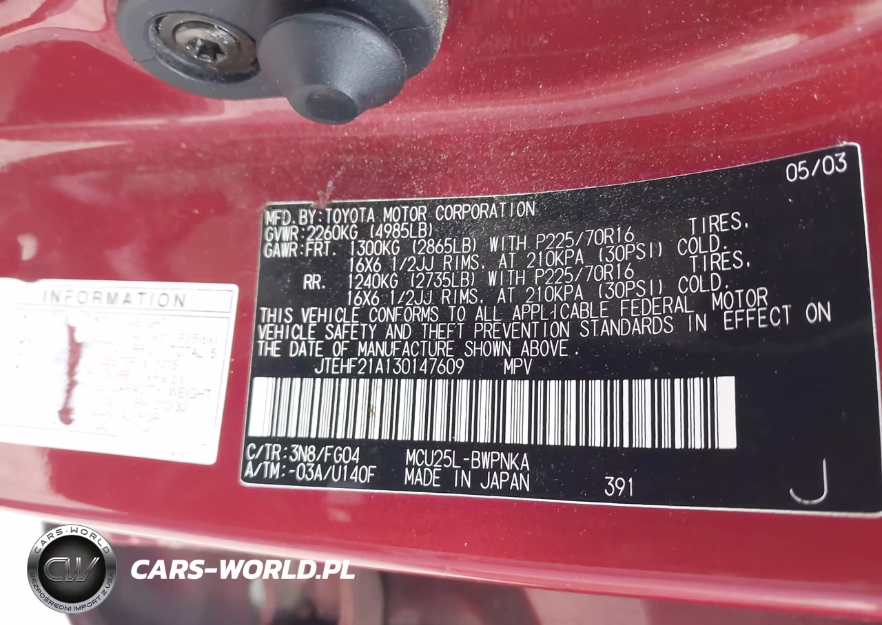 2003 Toyota Highlander V6 VIN:JTEHF21A130147609 - 9