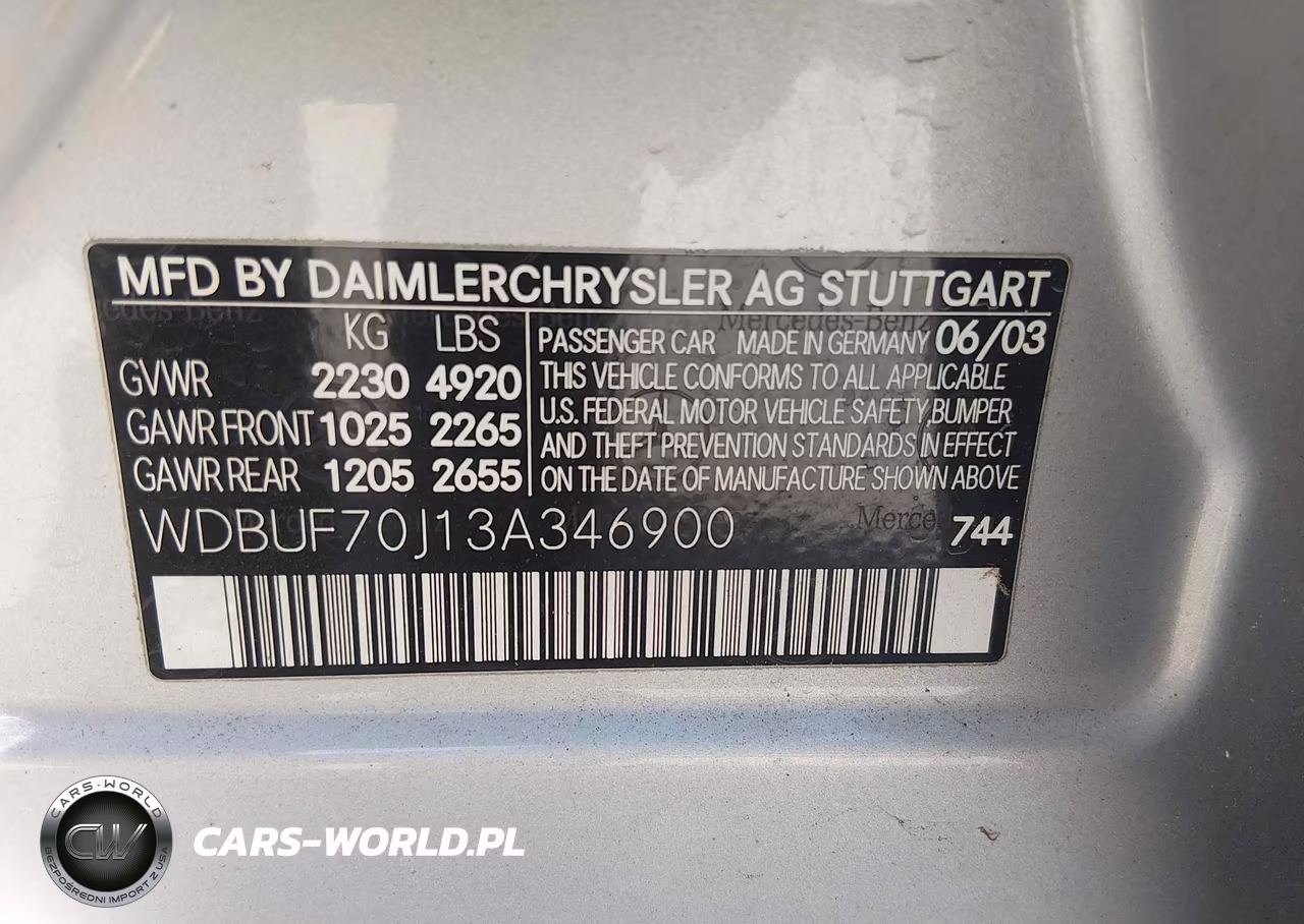 2003 Mercedes-Benz E 500 VIN:WDBUF70J13A346900 - 9