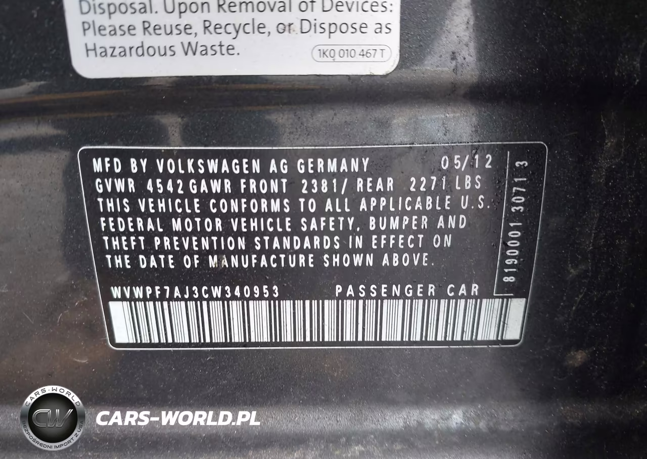 2012 Volkswagen Golf R 4-Door VIN:WVWPF7AJ3CW340953 - 9
