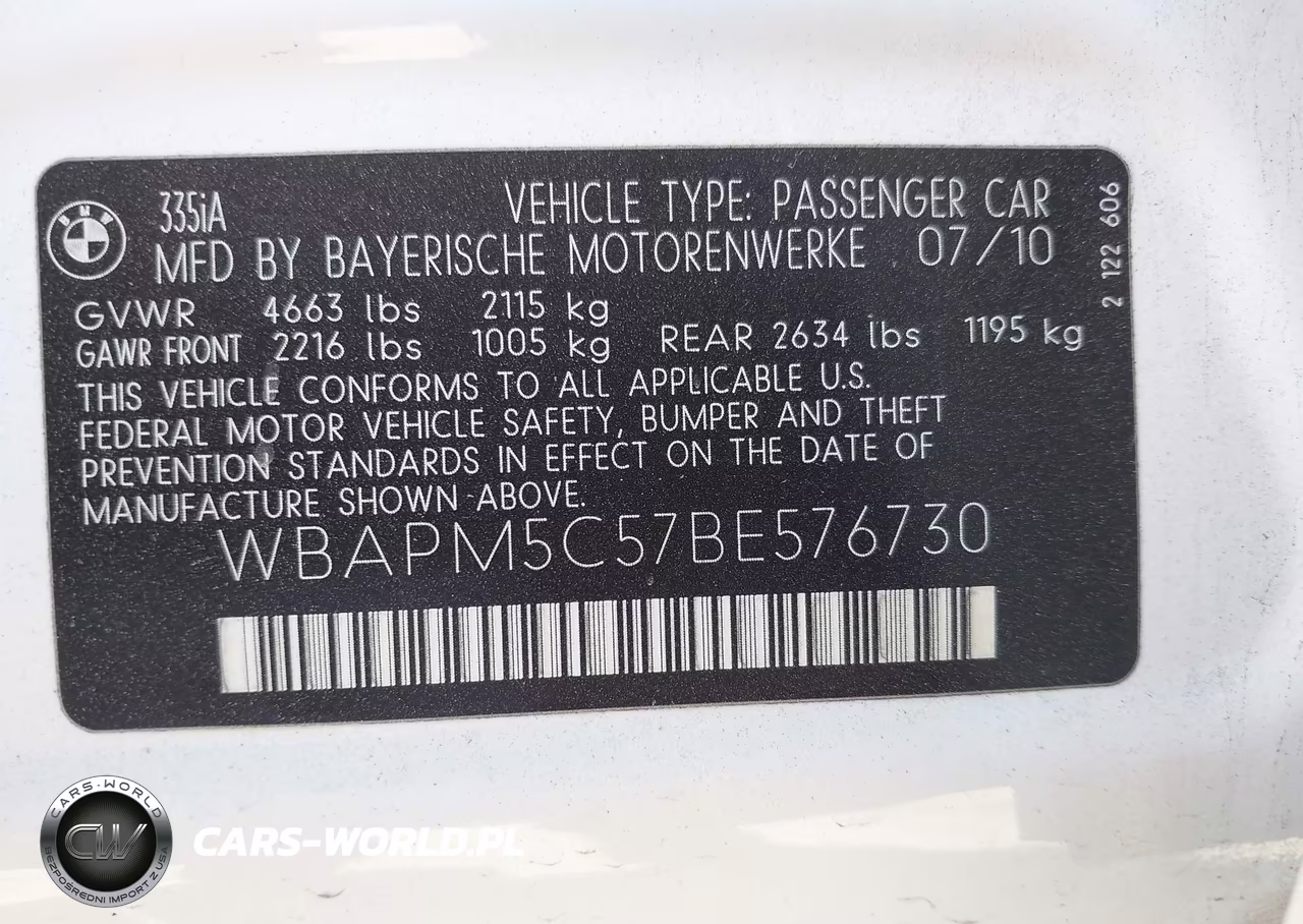 2011 BMW 335I VIN:WBAPM5C57BE576730 - 9