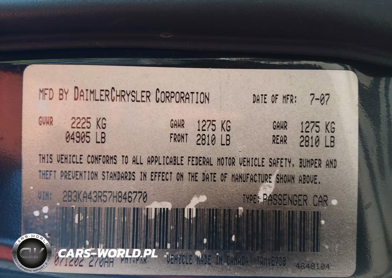 2007 Dodge Charger VIN:2B3KA43R57H846770 - 9