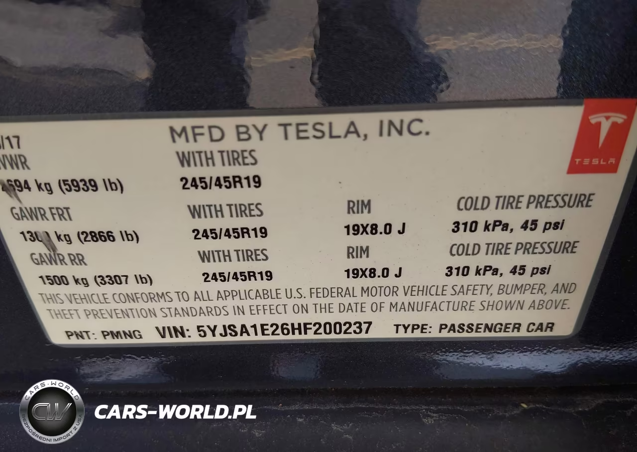 2017 Tesla Model S 100D-60D-75D-90D-P100D VIN:5YJSA1E26HF200237 - 9