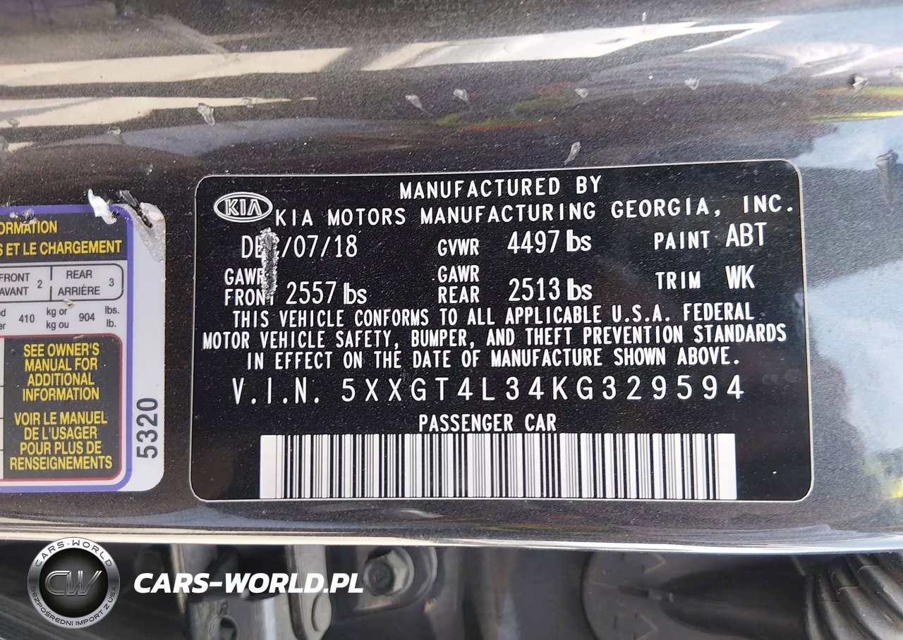 2019 Kia Optima S VIN:5XXGT4L34KG329594 - 9