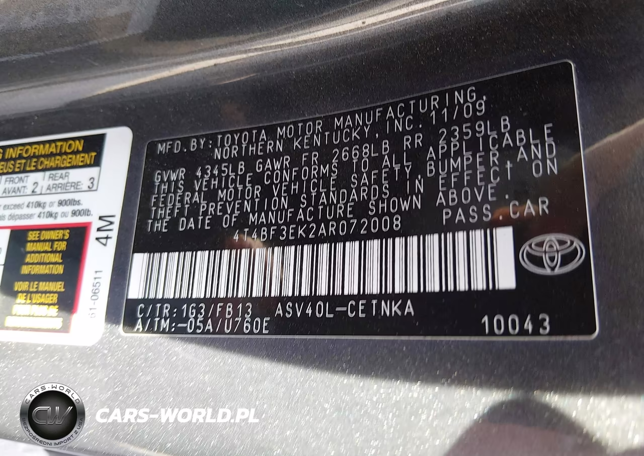 2010 Toyota Camry Le VIN:4T4BF3EK2AR072008 - 9