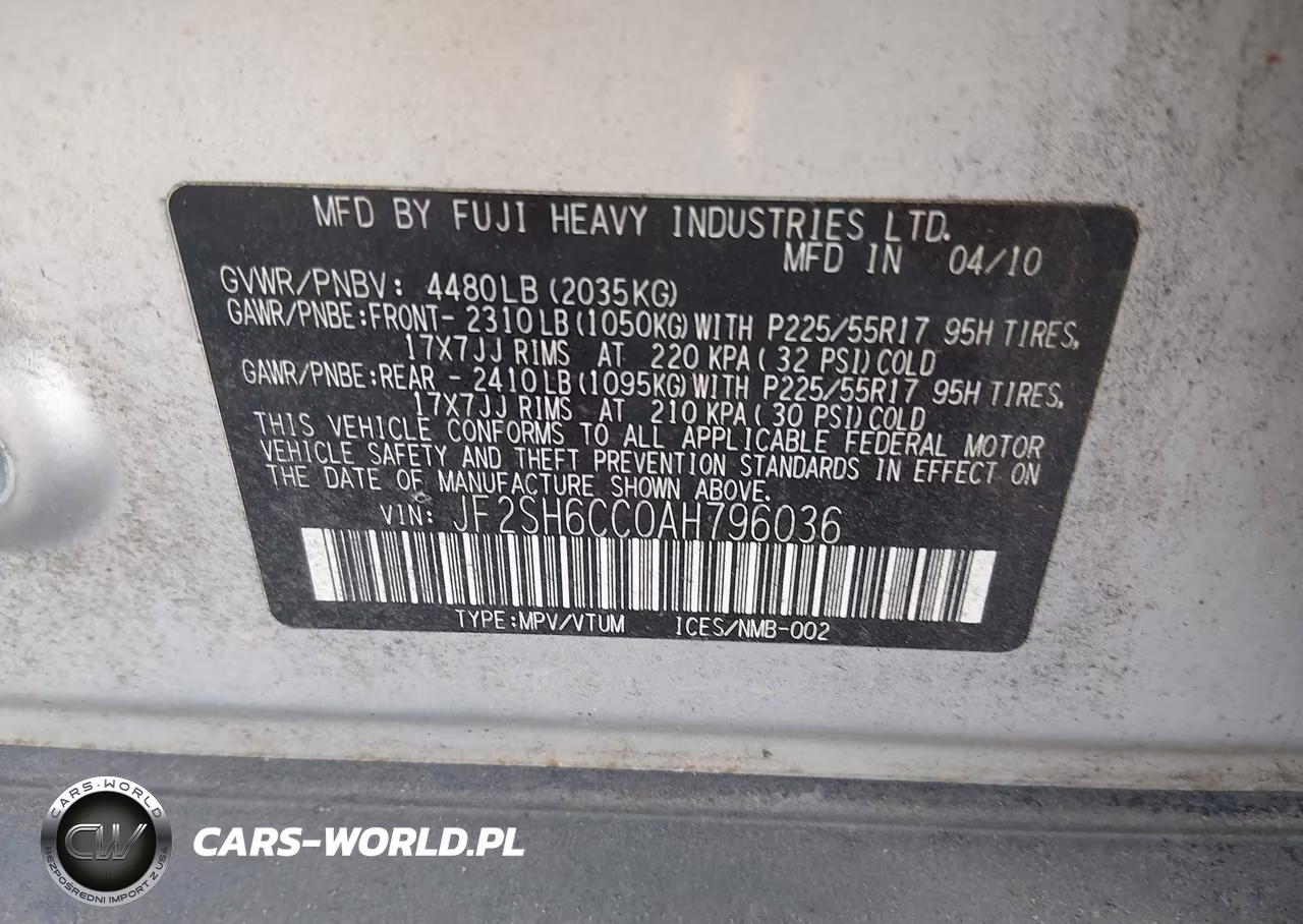 2010 Subaru Forester 2.5X Premium VIN:JF2SH6CC0AH796036 - 9