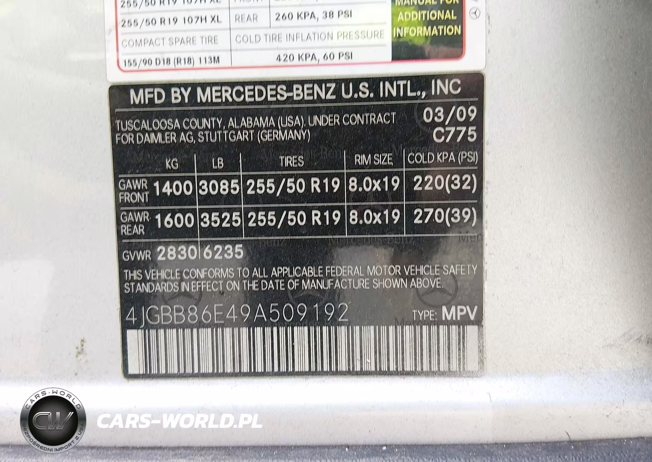 2009 Mercedes-Benz Ml 350 4Matic VIN:4JGBB86E49A509192 - 9