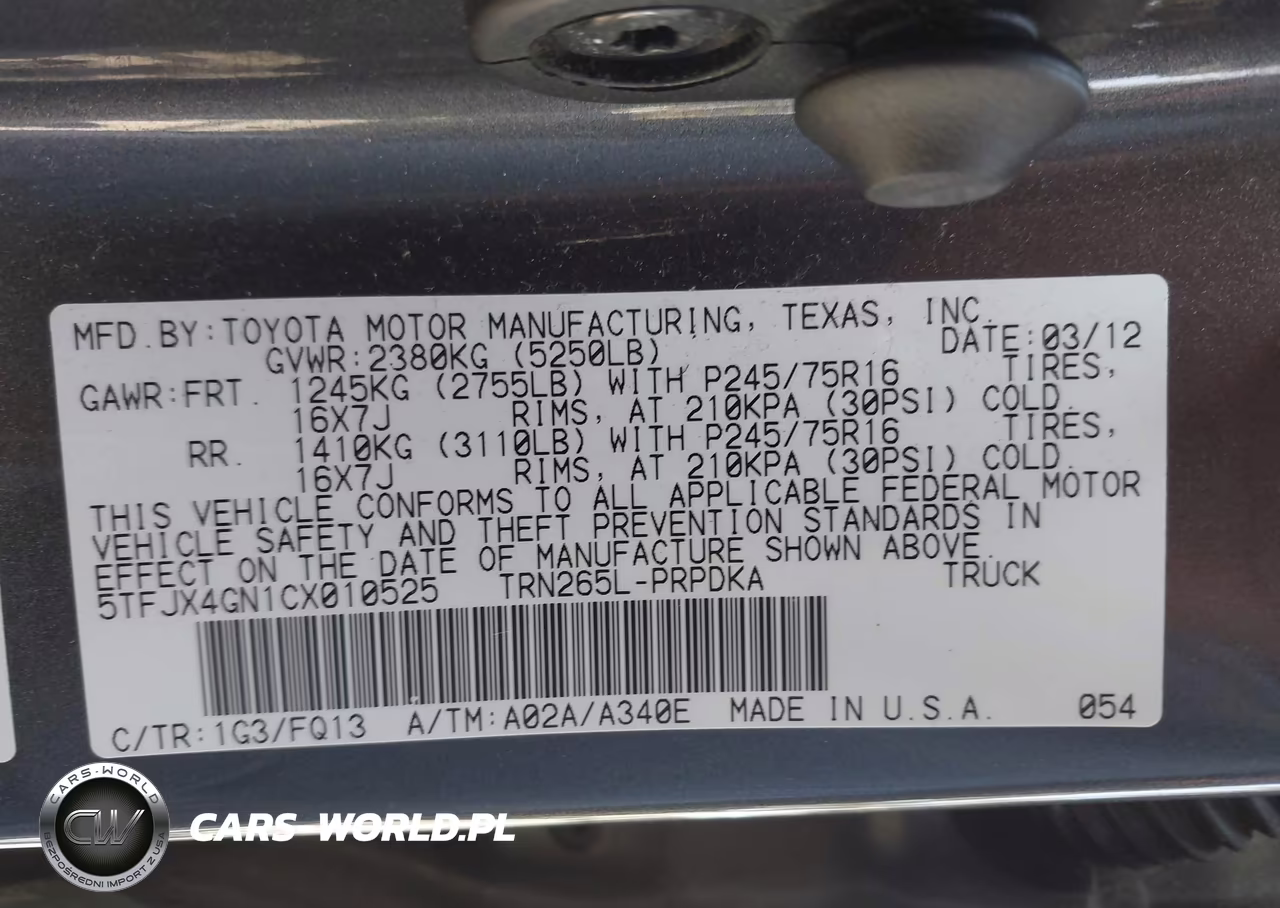 2012 Toyota Tacoma Double Cab VIN:5TFJX4GN1CX010525 - 9