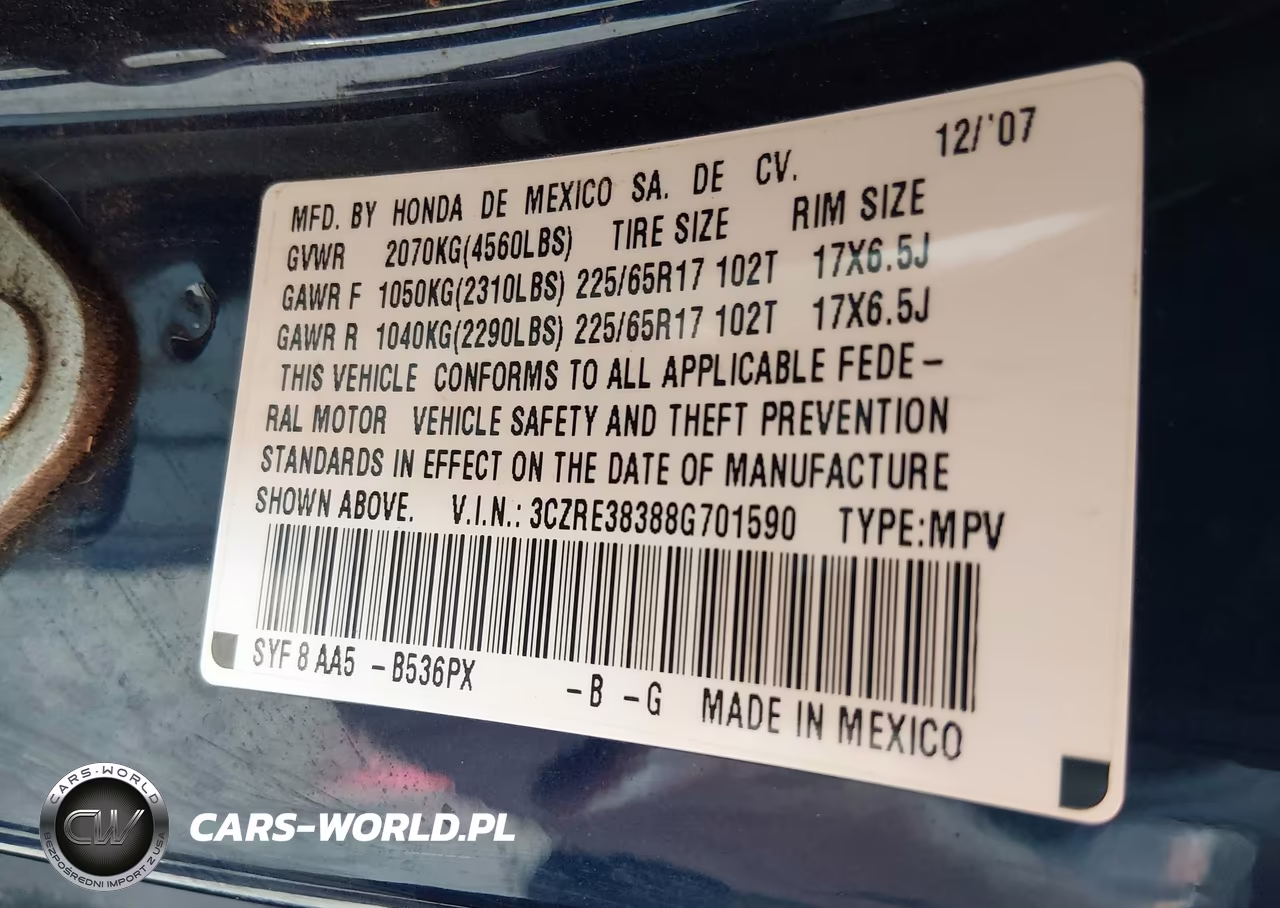 2008 Honda Cr-V Lx VIN:3CZRE38388G701590 - 9