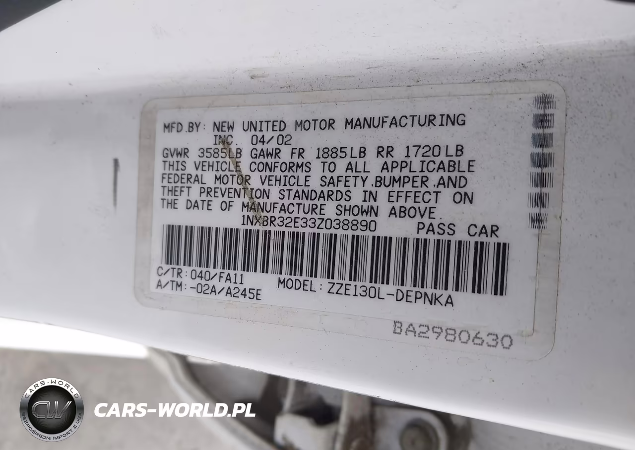 2003 Toyota Corolla Le VIN:1NXBR32E33Z038890 - 9
