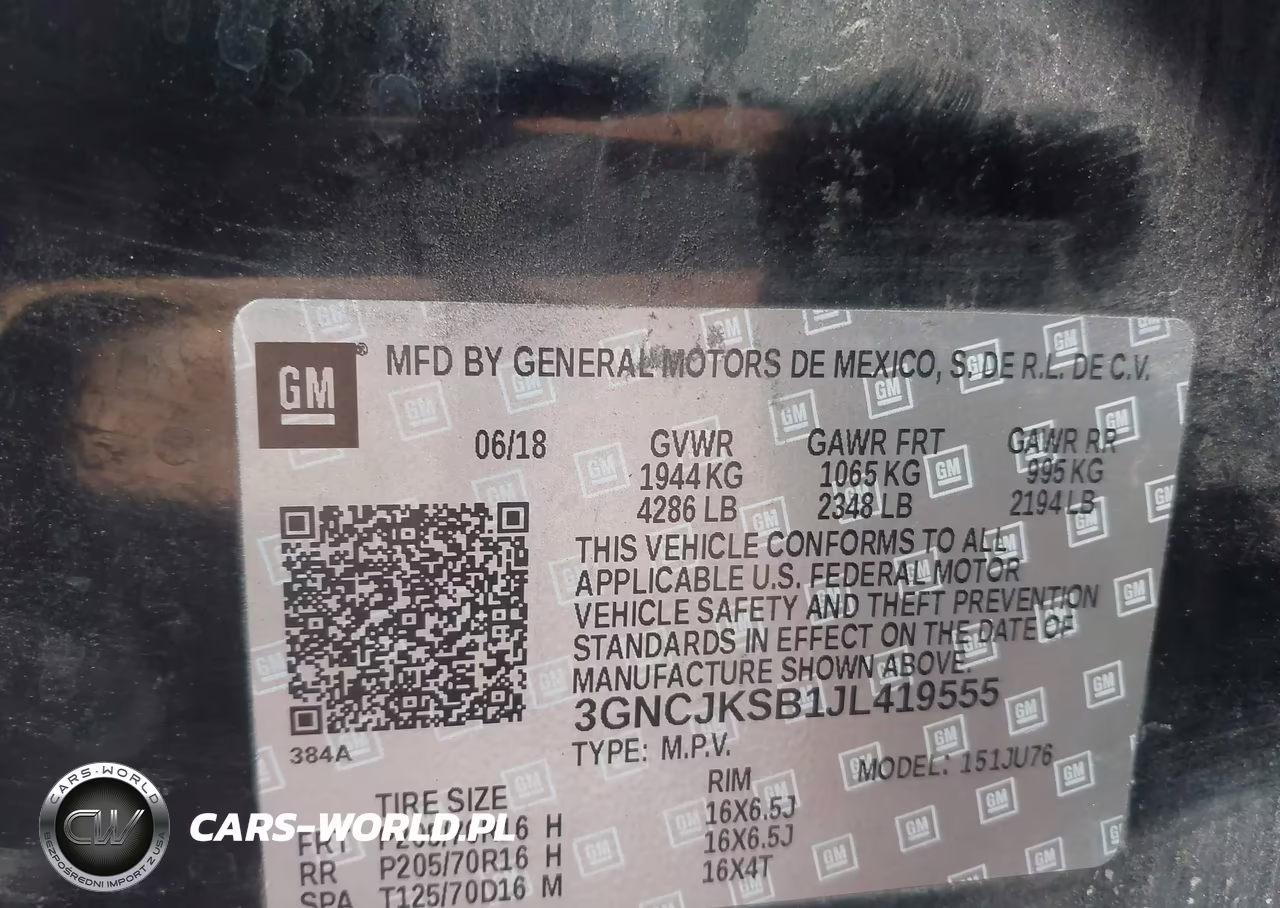 2018 Chevrolet Trax Ls VIN:3GNCJKSB1JL419555 - 9