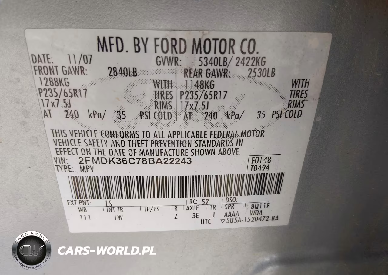2008 Ford Edge Se VIN:2FMDK36C78BA22243 - 9