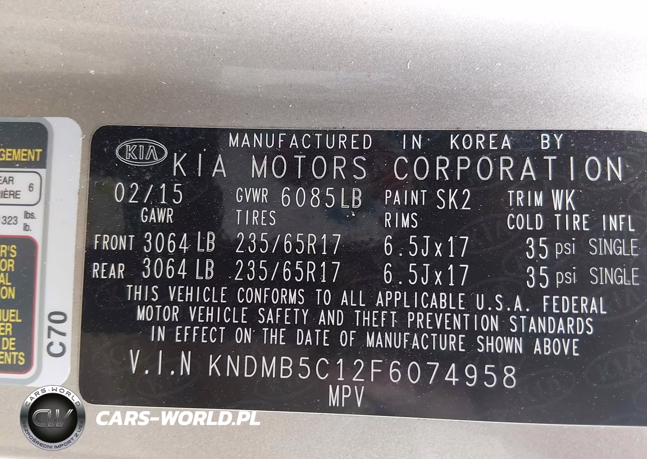2015 Kia Sedona Lx VIN:KNDMB5C12F6074958 - 9
