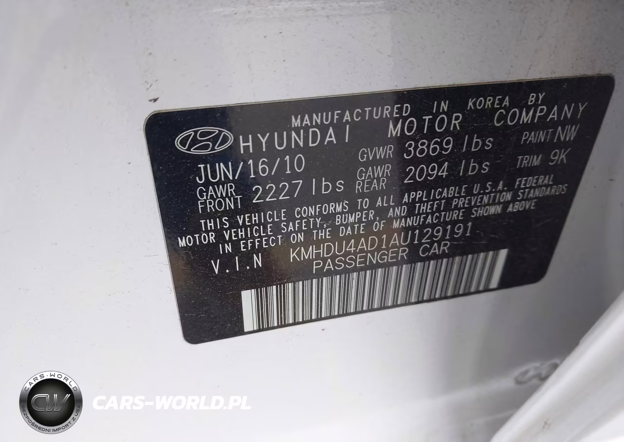 2010 Hyundai Elantra Gls VIN:KMHDU4AD1AU129191 - 9
