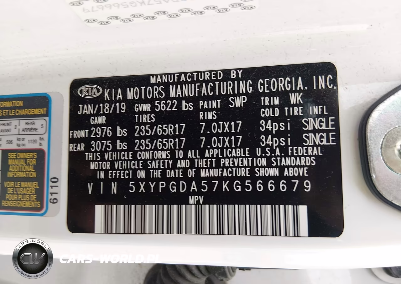 2019 Kia Sorento 3.3L Lx VIN:5XYPGDA57KG566679 - 9