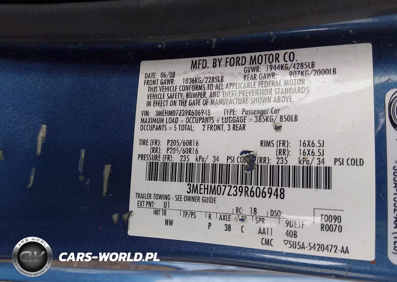 2009 Mercury Milan I4 VIN:3MEHM07Z39R606948 - 9