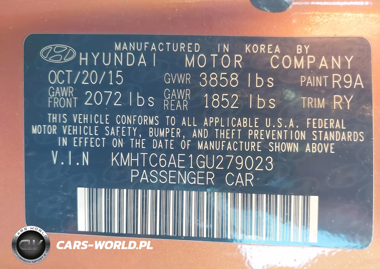 2016 Hyundai Veloster Turbo VIN:KMHTC6AE1GU279023 - 9