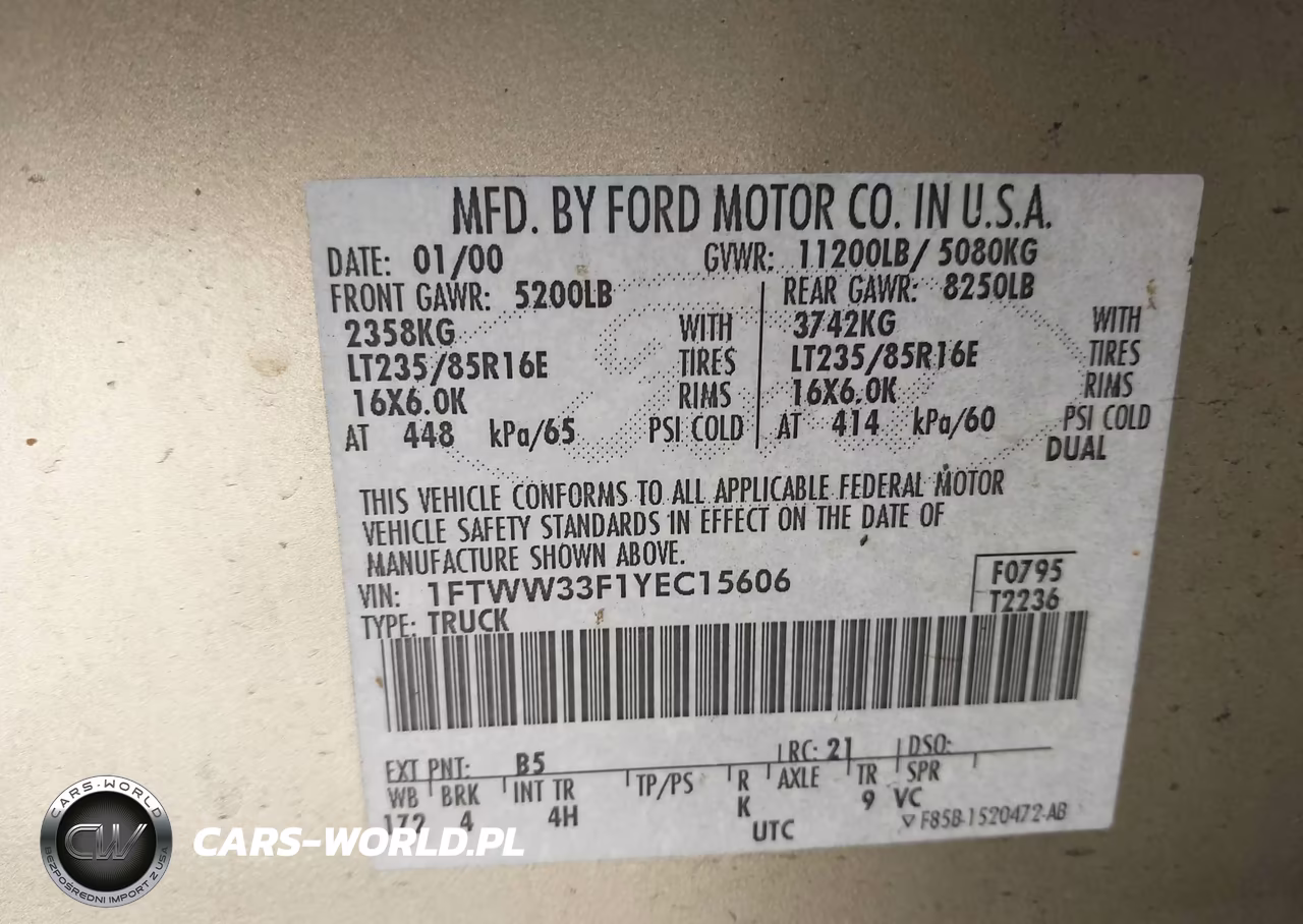 2000 Ford Super Duty F-350 Drw Lariat-Xl-Xlt VIN:1FTWW33F1YEC15606 - 8