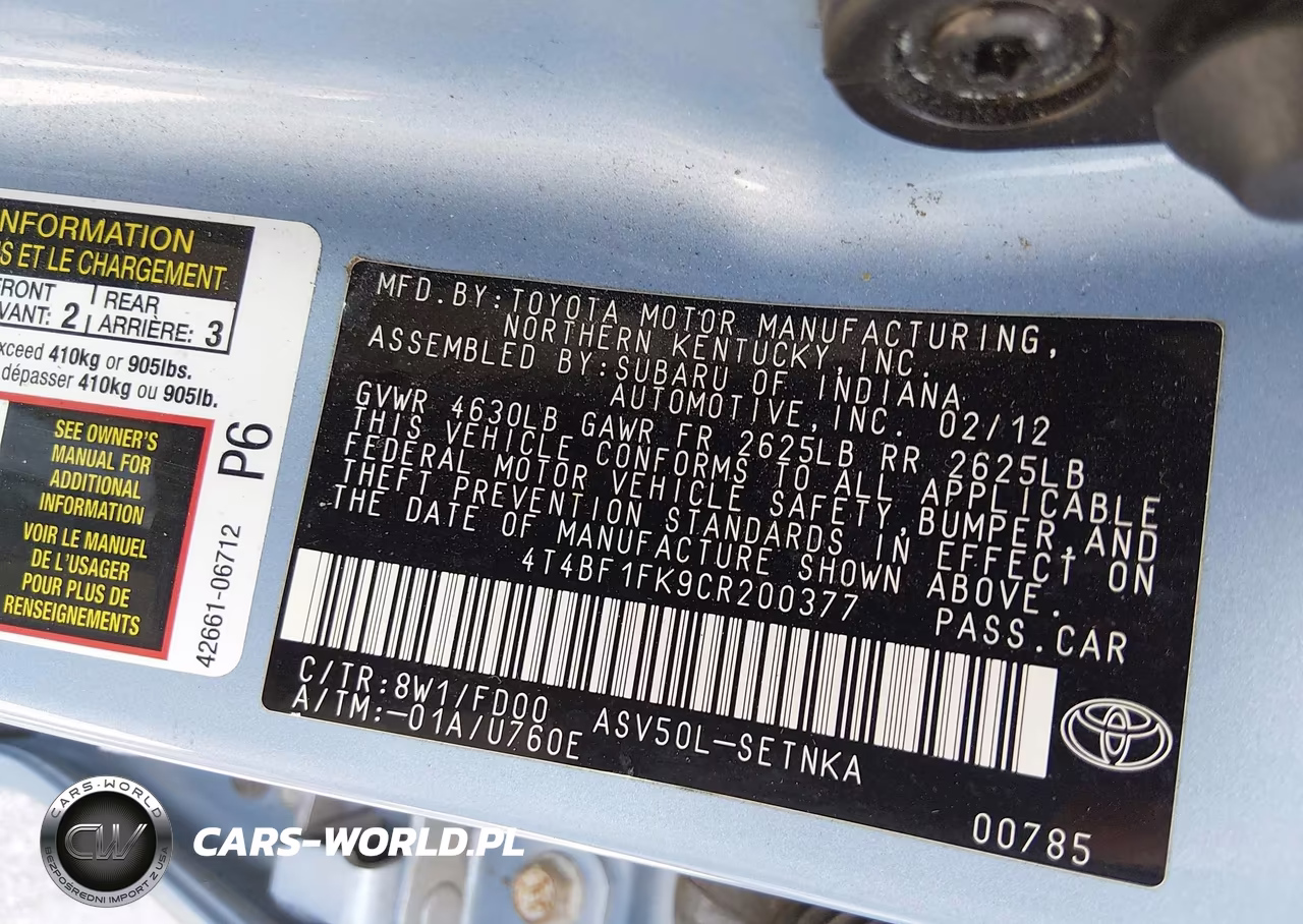 2012 Toyota Camry Le VIN:4T4BF1FK9CR200377 - 9