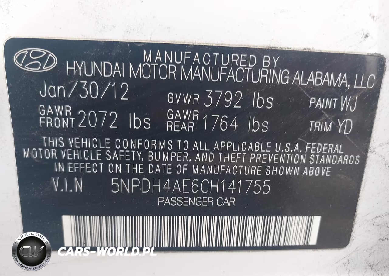 2012 Hyundai Elantra Gls VIN:5NPDH4AE6CH141755 - 9
