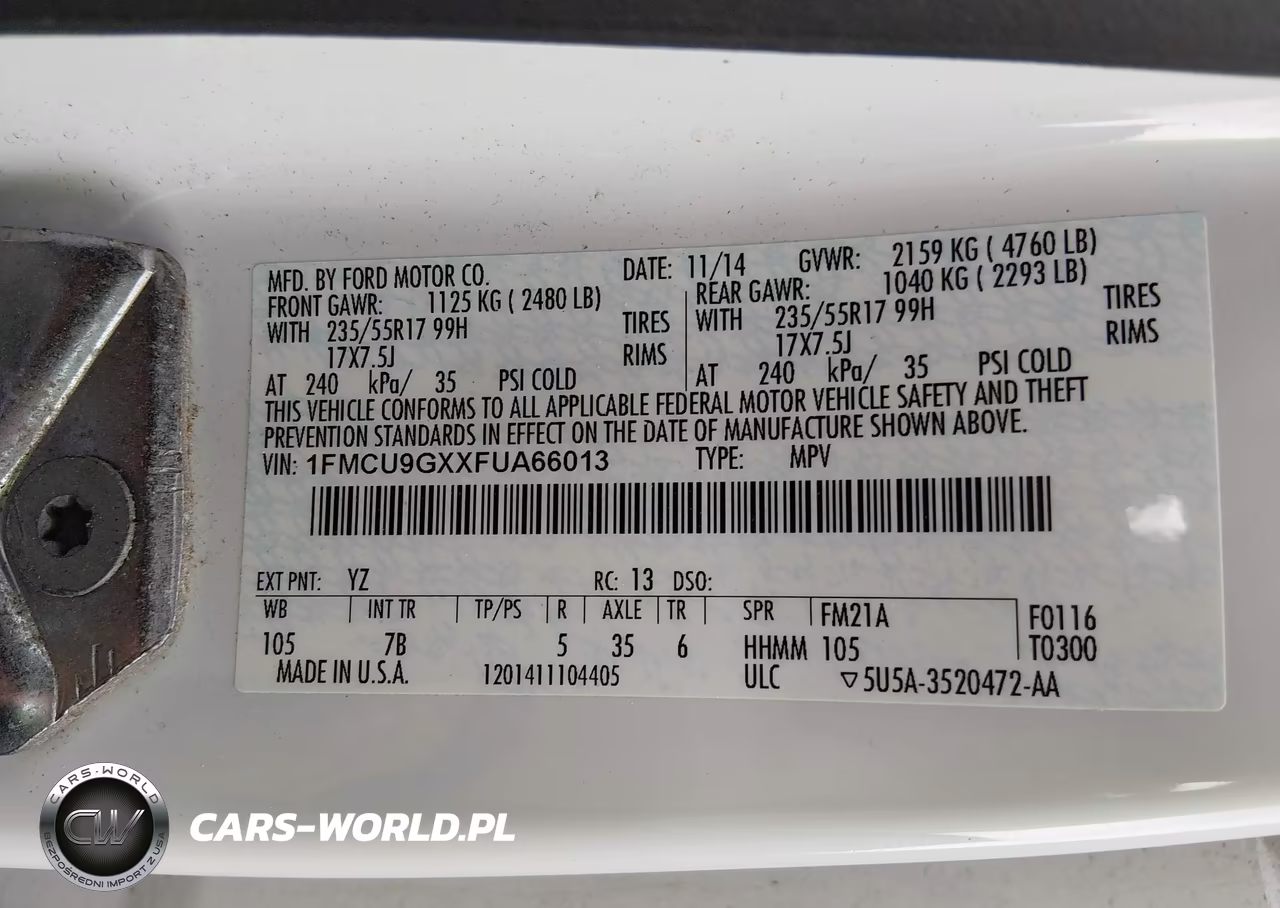 2015 Ford Escape Se VIN:1FMCU9GXXFUA66013 - 9