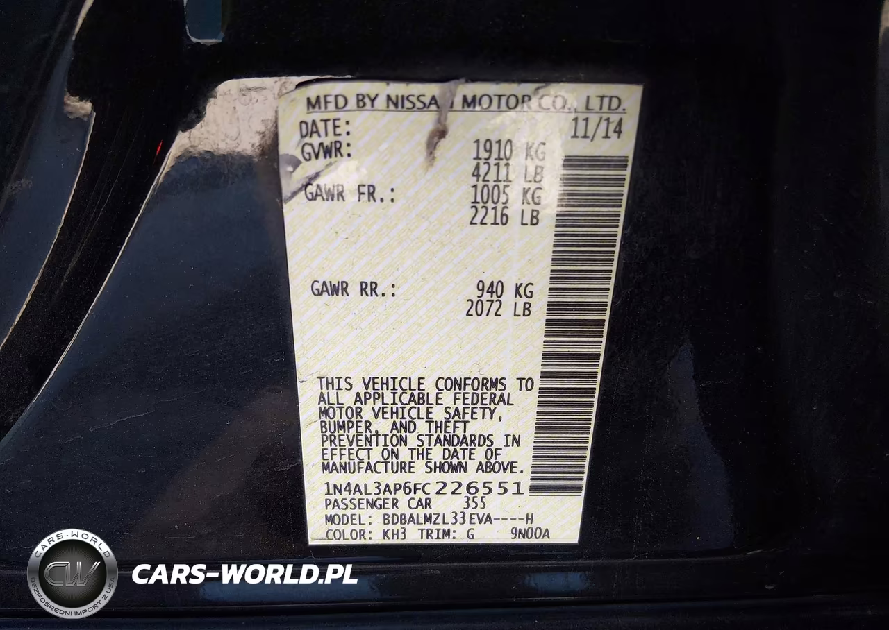 2015 Nissan Altima 2.5 Sv VIN:1N4AL3AP6FC226551 - 9