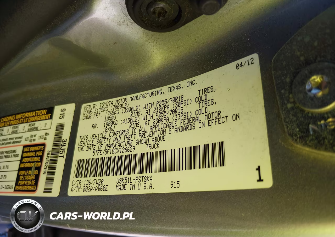 2012 Toyota Tundra Grade 5.7L V8 VIN:5TFEY5F18CX126629 - 9