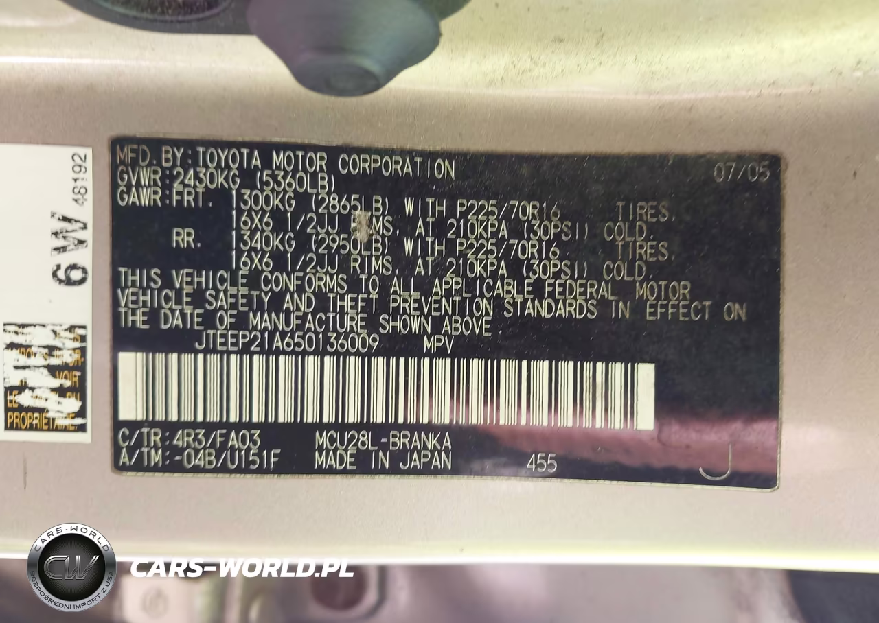2005 Toyota Highlander V6 VIN:JTEEP21A650136009 - 9
