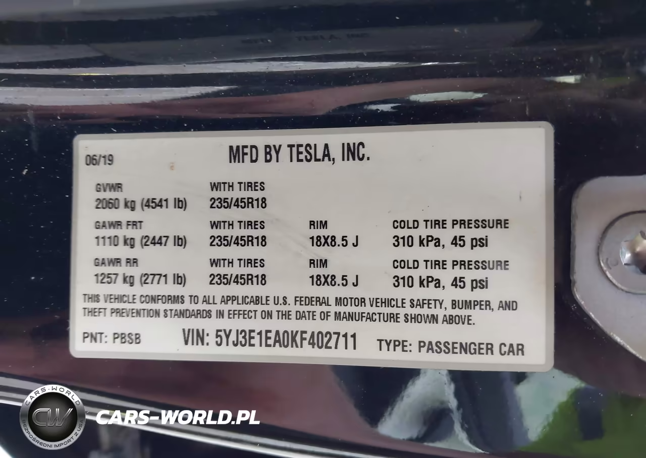 2019 Tesla Model 3 Long Range-Mid Range-Standard Range-Standard Range Plus VIN:5YJ3E1EA0KF402711 - 9