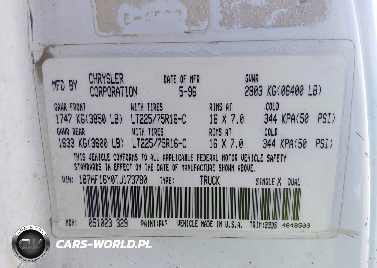 1996 Dodge Ram 1500 VIN:1B7HF16Y0TJ173780 - 9
