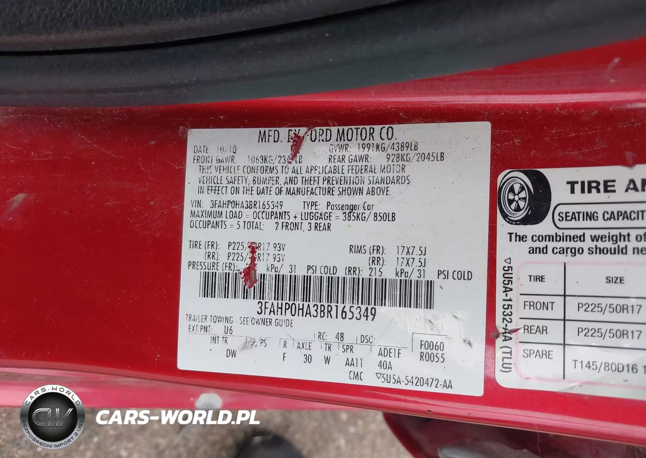 2011 Ford Fusion Se VIN:3FAHP0HA3BR165349 - 9