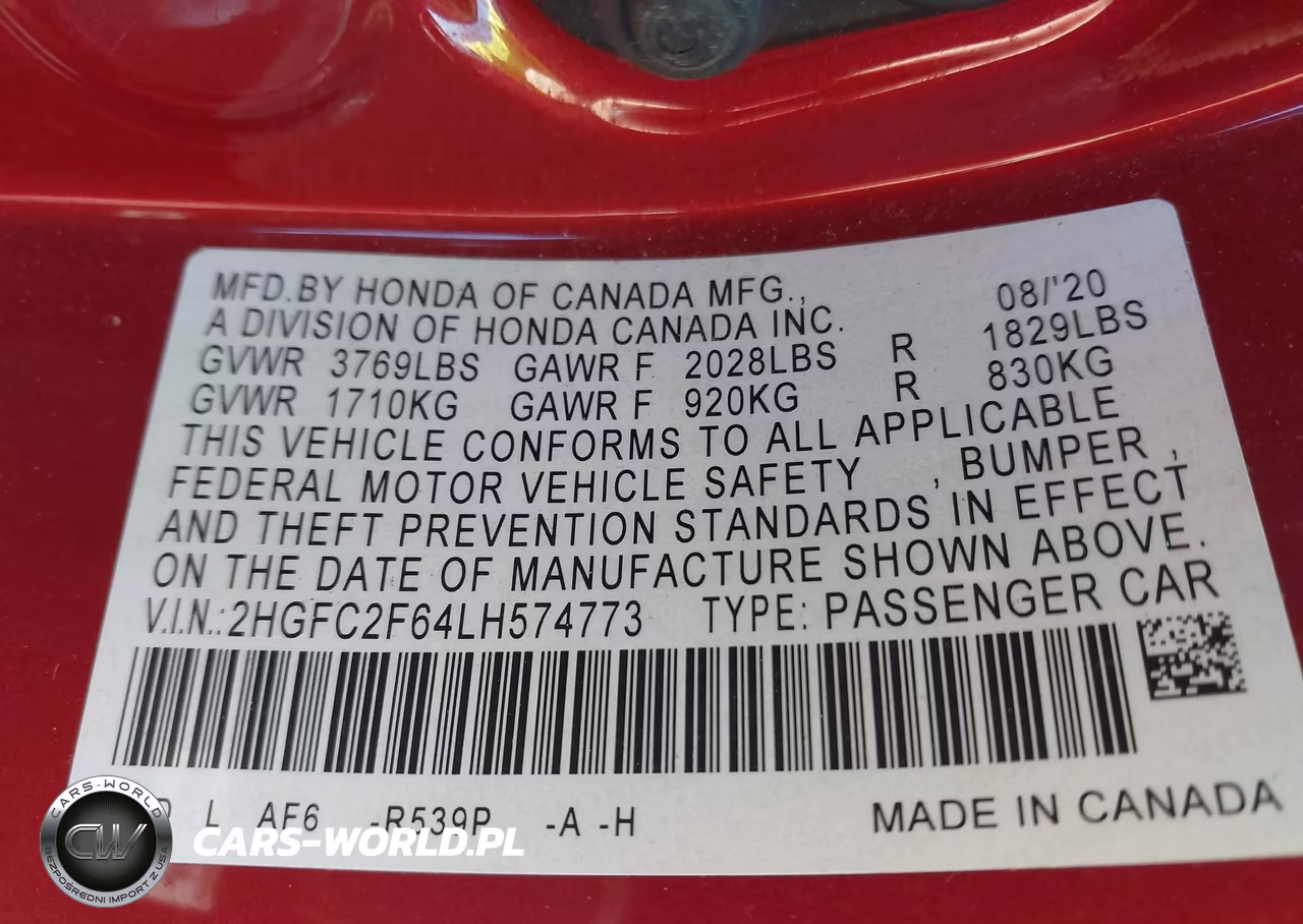 2020 Honda Civic Lx VIN:2HGFC2F64LH574773 - 9