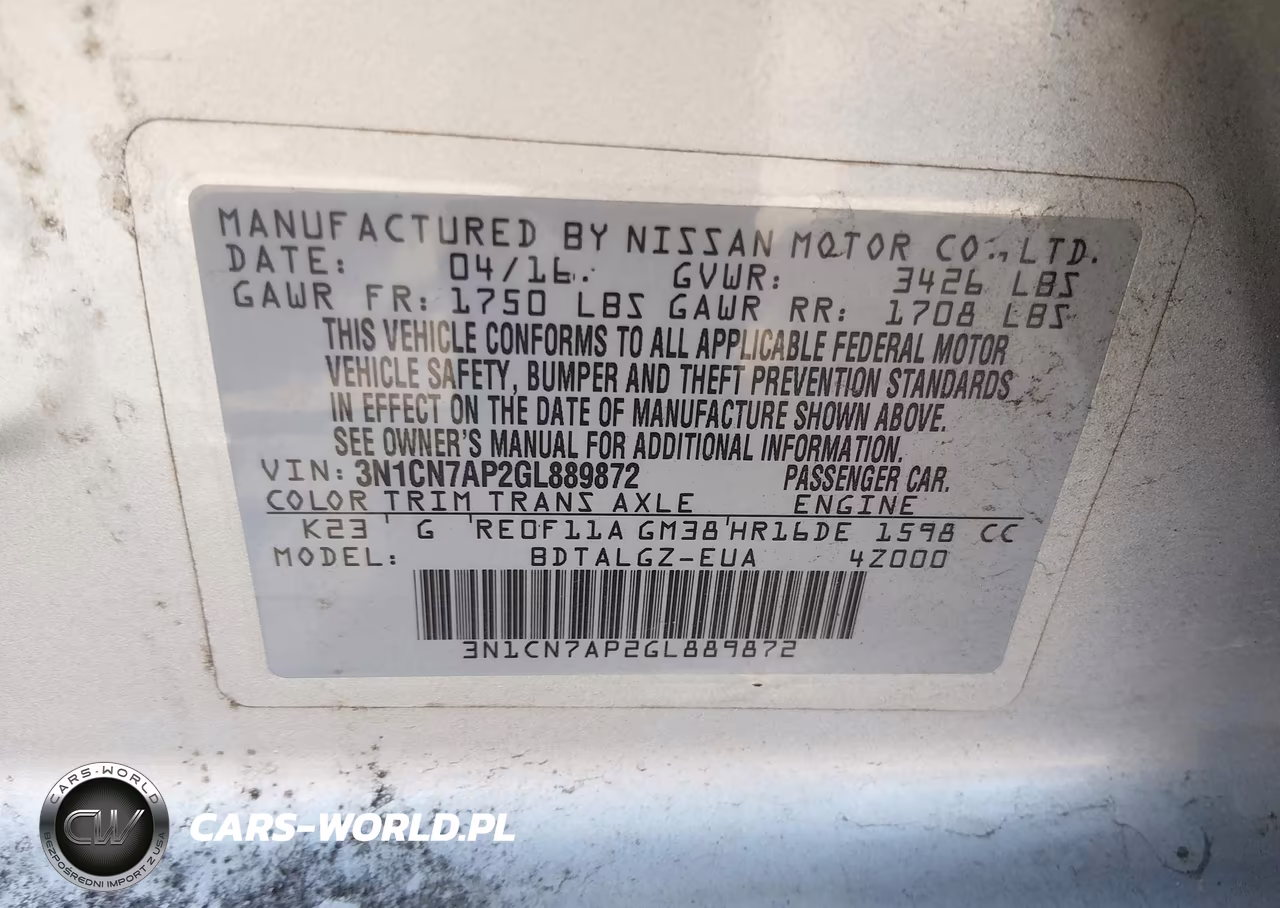 2016 Nissan Versa 1.6 Sl VIN:3N1CN7AP2GL889872 - 9