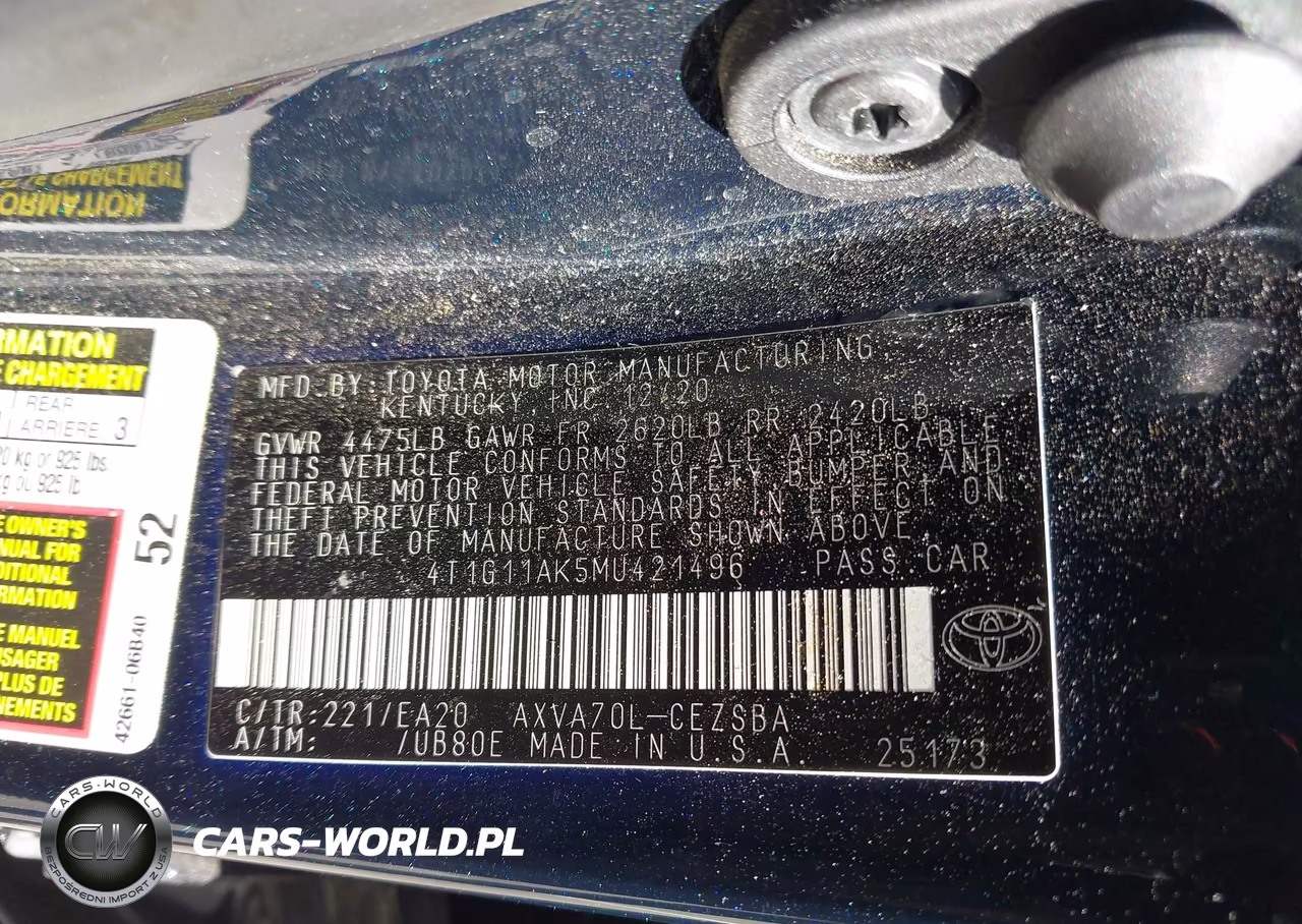 2021 Toyota Camry Se VIN:4T1G11AK5MU421496 - 9