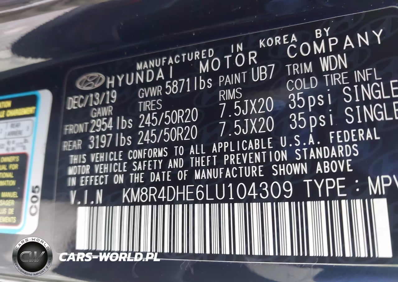 2020 Hyundai Palisade Sel VIN:KM8R4DHE6LU104309 - 9