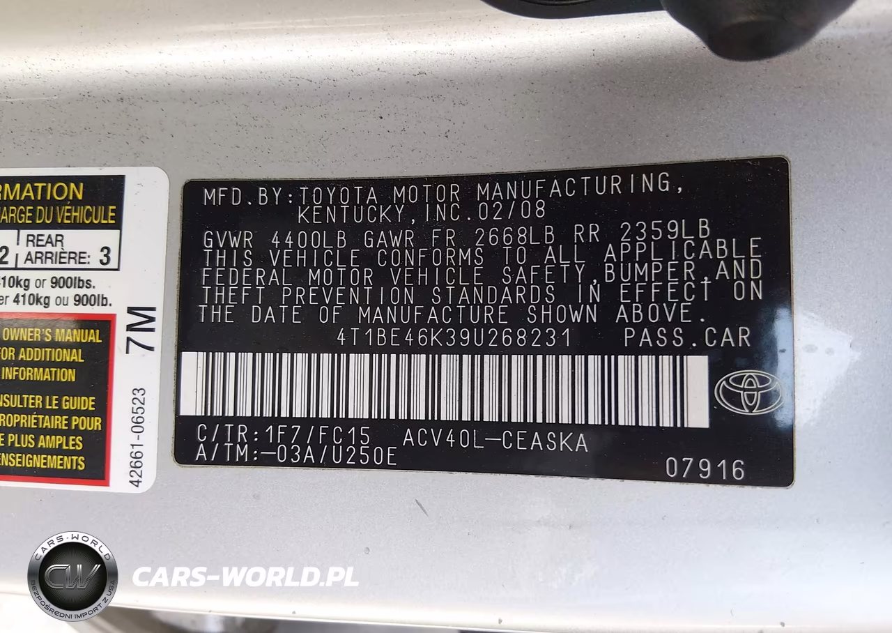 2009 Toyota Camry Se VIN:4T1BE46K39U268231 - 12