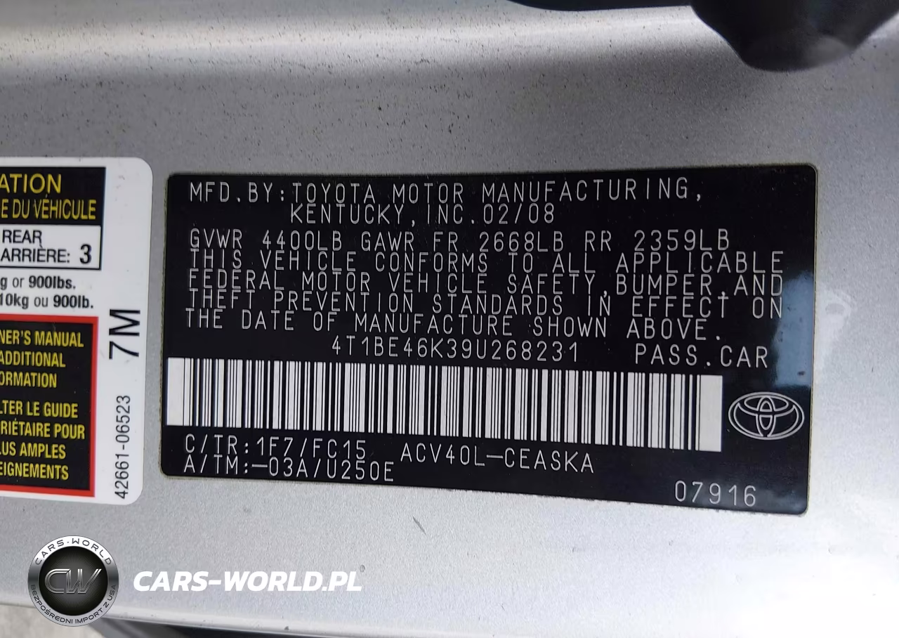 2009 Toyota Camry Se VIN:4T1BE46K39U268231 - 9