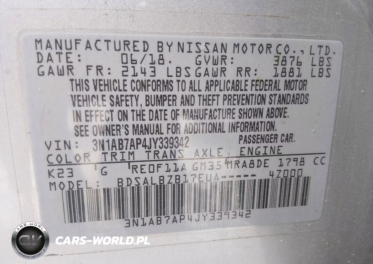 2018 Nissan Sentra S VIN:3N1AB7AP4JY339342 - 9