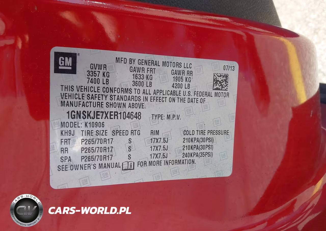 2014 Chevrolet Suburban 1500 Lt VIN:1GNSKJE7XER104648 - 9