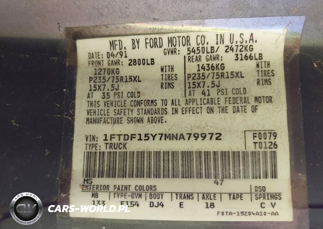 1991 Ford F150 VIN:1FTDF15Y7MNA79972 - 9