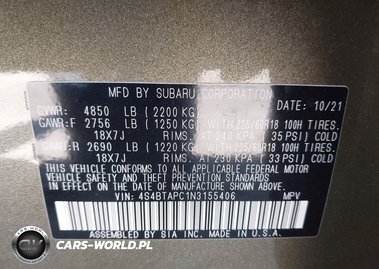 2022 Subaru Outback Touring VIN:4S4BTAPC1N3155406 - 9