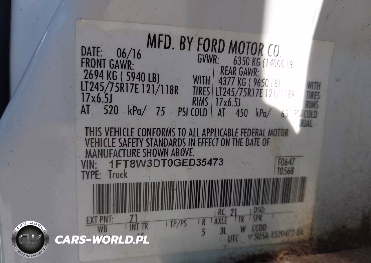 2016 Ford F-350 Xl VIN:1FT8W3DT0GED35473 - 9