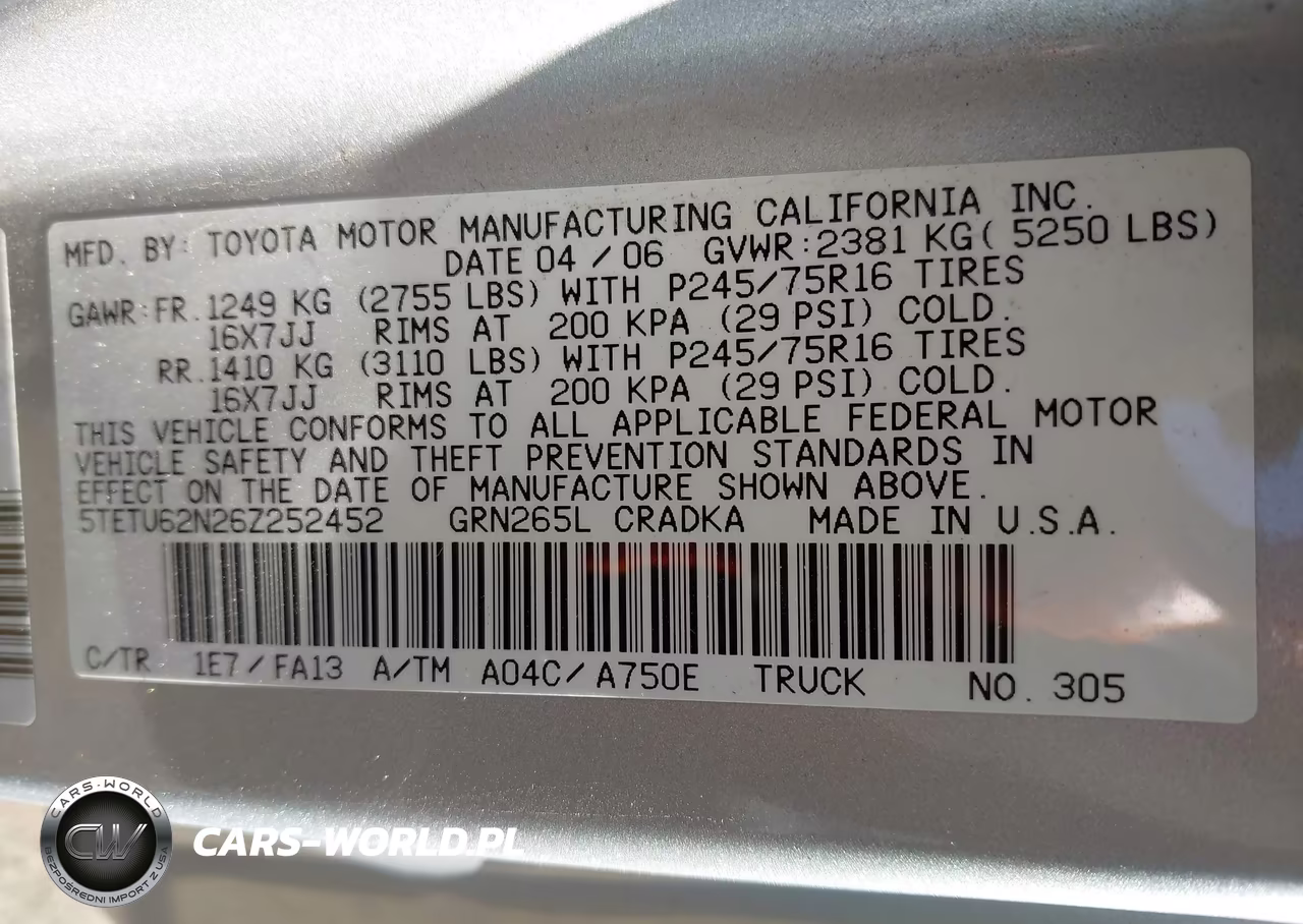 2006 Toyota Tacoma Prerunner V6 VIN:5TETU62N26Z252452 - 9