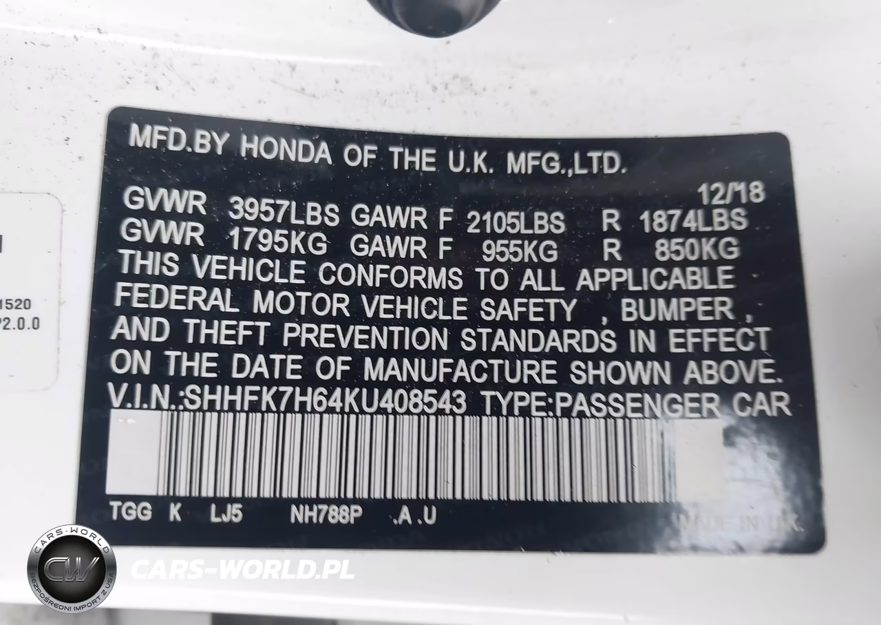 2019 Honda Civic Ex VIN:SHHFK7H64KU408543 - 9