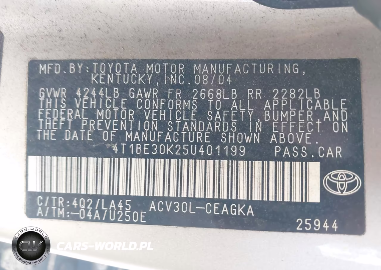 2005 Toyota Camry Xle VIN:4T1BE30K25U401199 - 9
