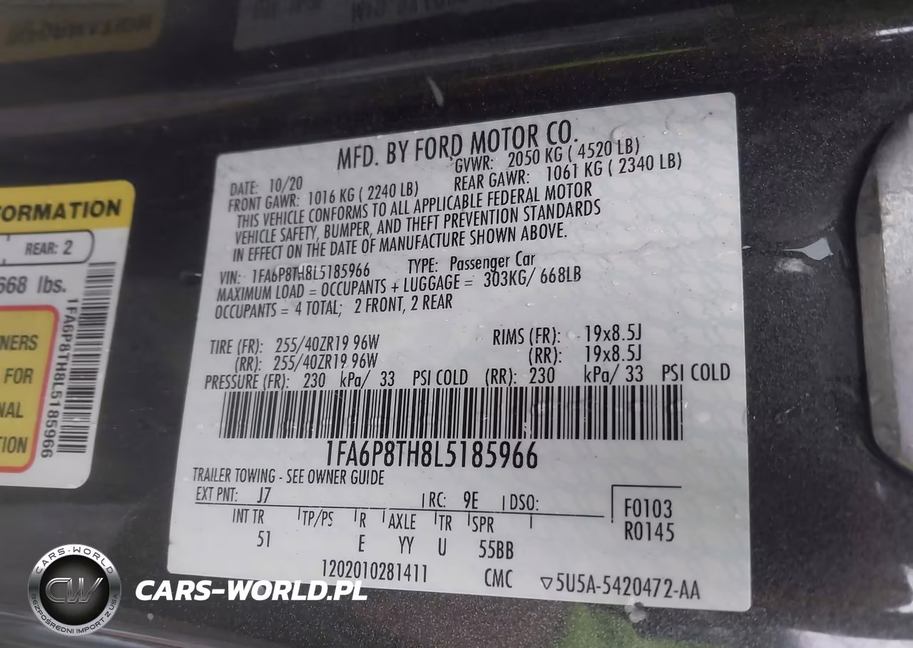 2020 Ford Mustang Ecoboost Premium Fastback VIN:1FA6P8TH8L5185966 - 9