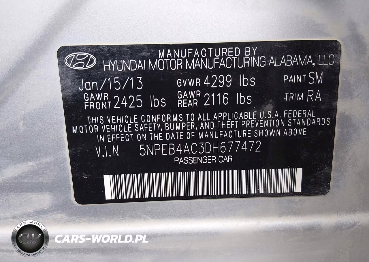 2013 Hyundai Sonata Gls VIN:5NPEB4AC3DH677472 - 9