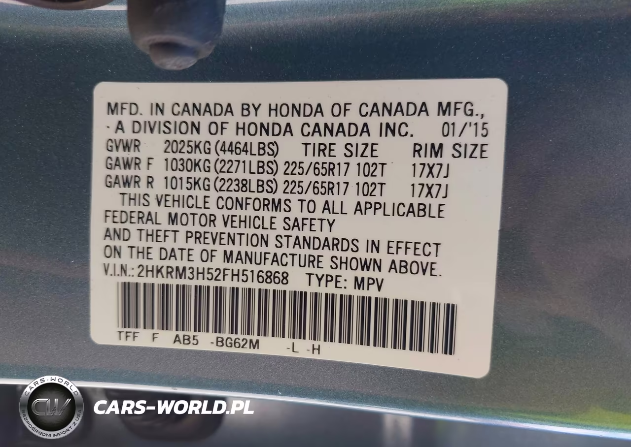 2015 Honda Cr-V Ex VIN:2HKRM3H52FH516868 - 9