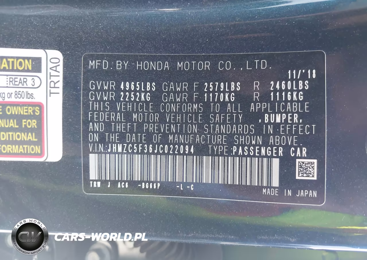 2018 Honda Clarity Plug-In Hybrid Touring VIN:JHMZC5F36JC022094 - 9